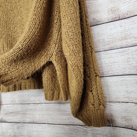 Wooden Ships Sweater Mohair Wool Cable Knit Brown Women's Size M/L - Picture 14 of 14